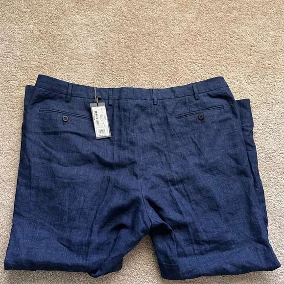 Zanella New With Tags Flat Front Linen Dress Pants Mens Size 42 Waist 26” Inseam - Picture 6 of 11